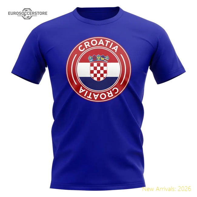 Croatia Football Badge T-Shirt (Royal)-Football Jersey Hub