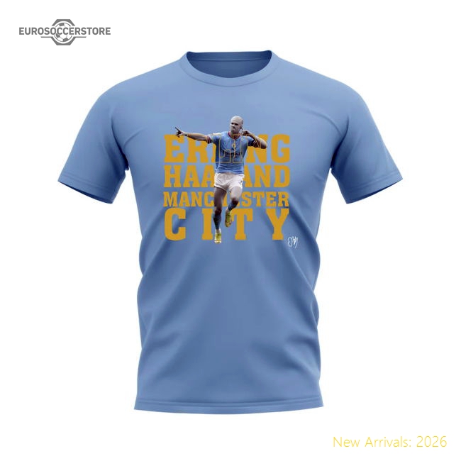 Erling Haaland Manchester City Player Tee (Sky Blue)-Football Jersey Hub