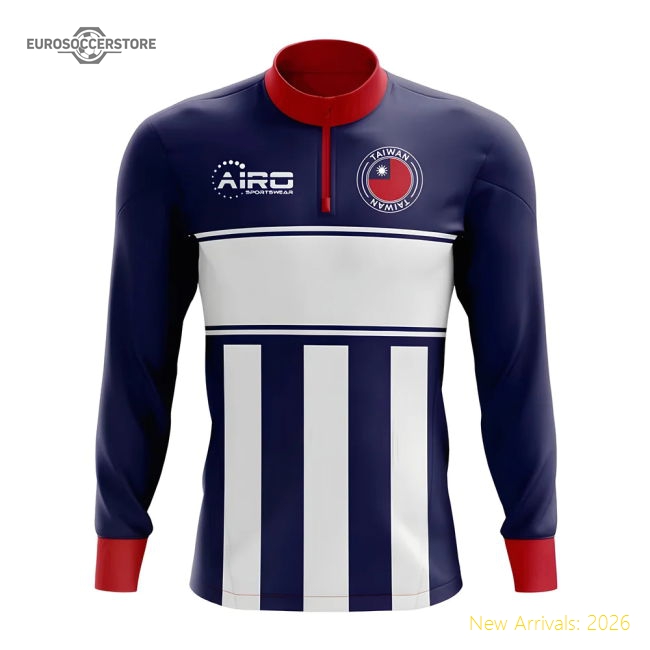 Taiwan Concept Football Half Zip Midlayer Top (Blue-White)-Football Jersey Hub