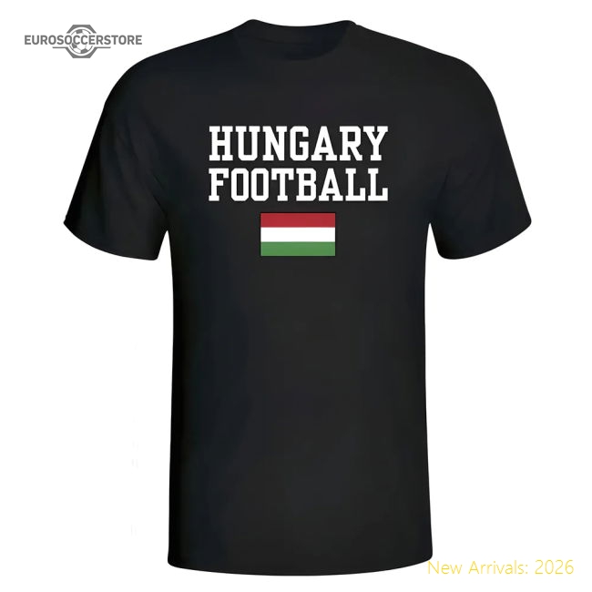 Hungary Football T-Shirt - Black-Football Jersey Hub