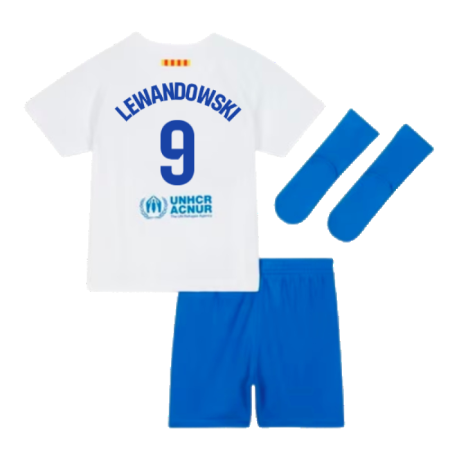2023-2024 Barcelona Away Baby Kit (Lewandowski 9)-Football Jersey Hub