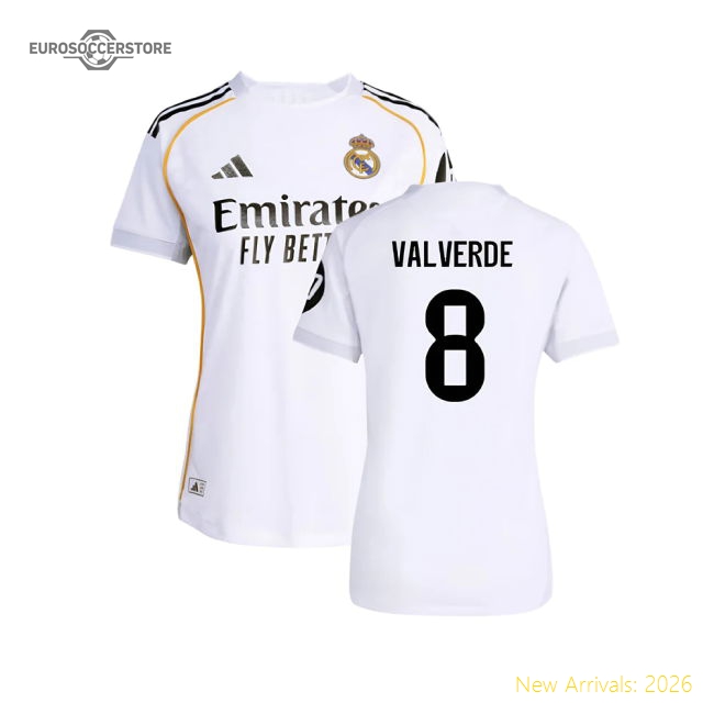 2025-2026 Real Madrid Authentic Home Shirt (Womens) (Valverde 8)-Football Jersey Hub