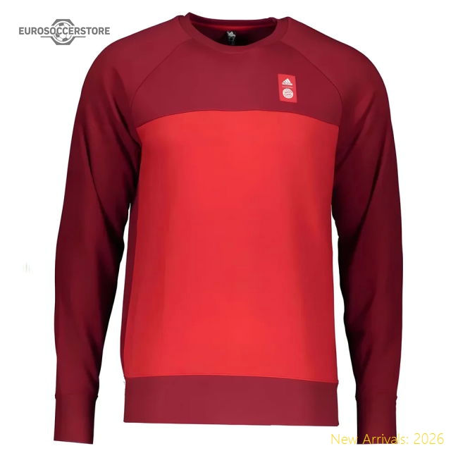 2021-2022 Bayern Munich Graphic Crew Sweat (Red)-Football Jersey Hub