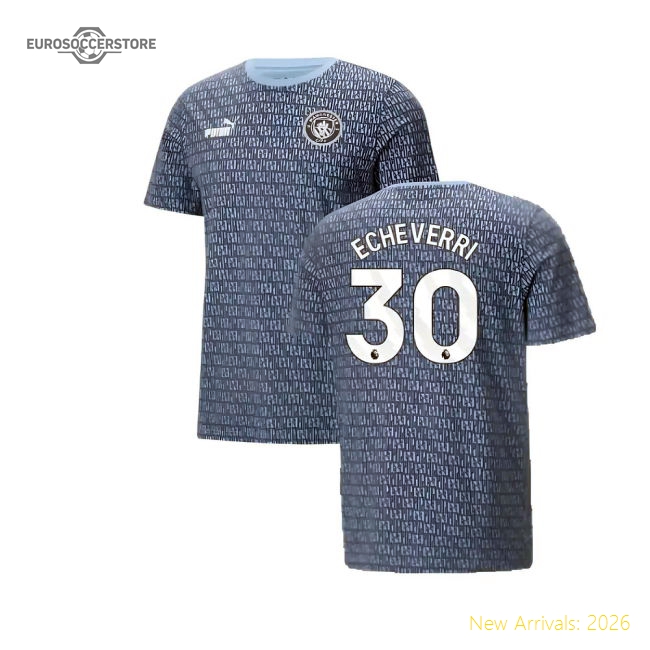 2024-2025 Man City ftblCulture Tee AOP (Navy) - Kids (Echeverri 30)-Football Jersey Hub