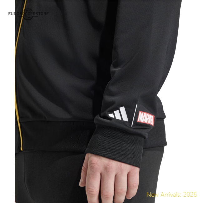 2025-2026 Real Madrid Marvel Track Top (Black)-Football Jersey Hub