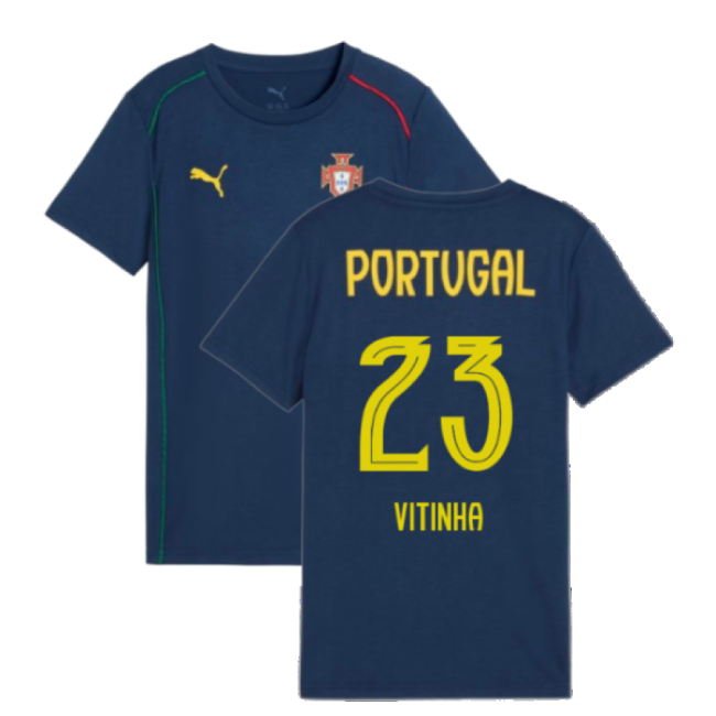 2025-2026 Portugal Casuals Tee (Persian Blue) - Kids (Vitinha 23)-Football Jersey Hub