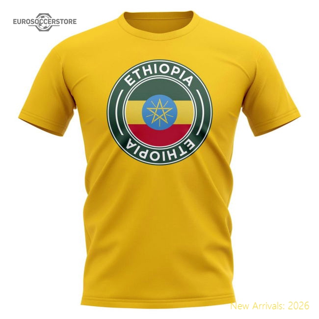 Ethiopia Football Badge T-Shirt (Yellow)-Football Jersey Hub
