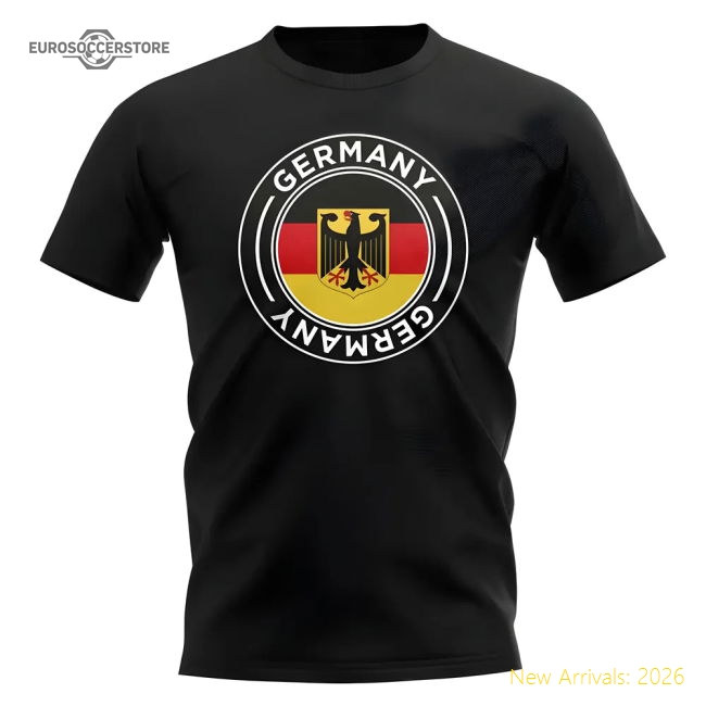 Germany Football Badge T-Shirt (Black)-Football Jersey Hub