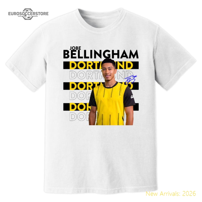 Jobe Bellingham Dortmund New Signing T-Shirt (White)-Football Jersey Hub
