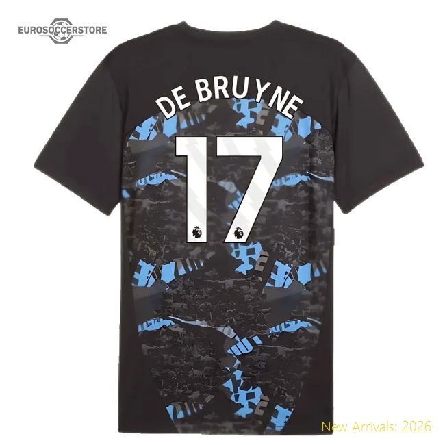 2024-2025 Man City Prematch SS Jersey (Strong Gray) (De Bruyne 17)-Football Jersey Hub