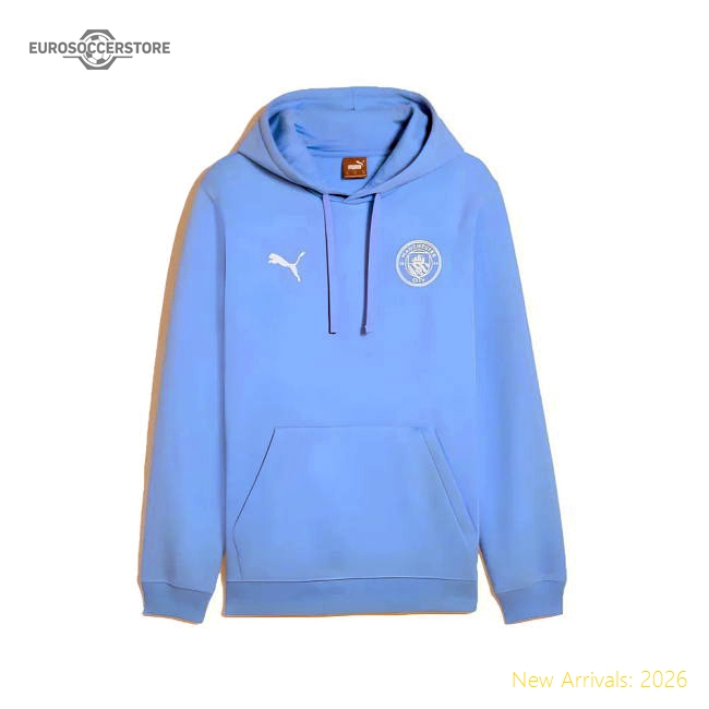 2025-2026 Man City FtblESS Fleece Hoody (Light Blue)-Football Jersey Hub