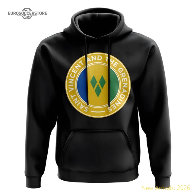 Saint Vincent and The Grenadines Football Badge Hoodie (Black)-Football Jersey Hub