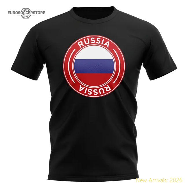 Russia Football Badge T-Shirt (Black)-Football Jersey Hub