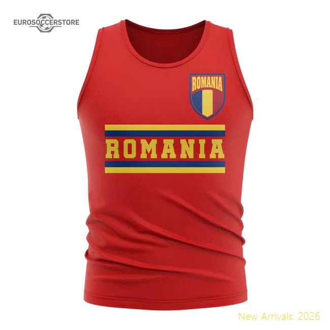 Romania Core Football Country Sleeveless Tee (Red)-Football Jersey Hub
