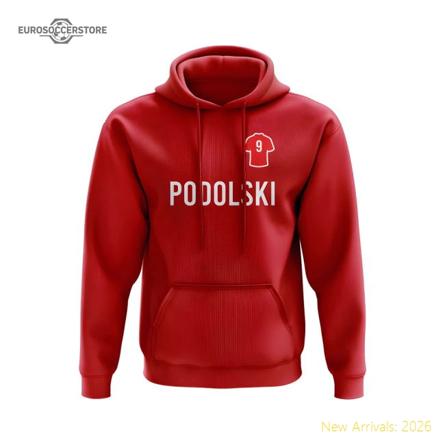 Lukas Podolski Arsenal Number Hoody (Red)-Football Jersey Hub