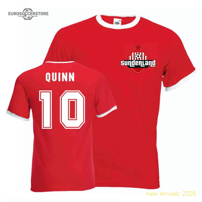 Niall Quinn Sunderland Ringer Tee (red)-Football Jersey Hub