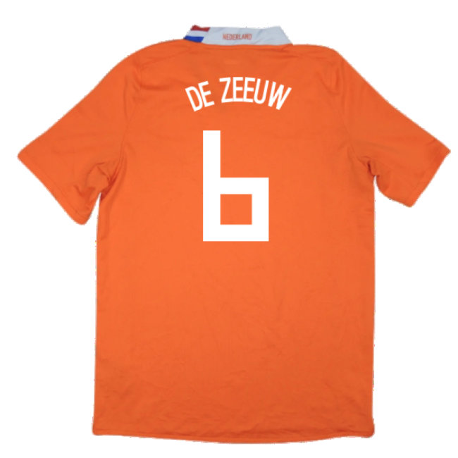 Holland 2008-10 Home Shirt ((Excellent) XL) (De Zeeuw 6)-Football Jersey Hub