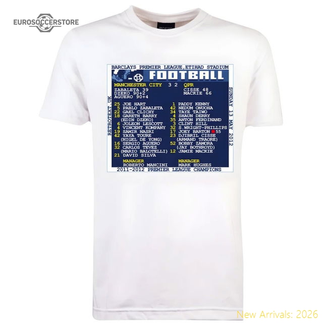 2012 Man City v QPR (Manchester City) Retrotext t-shirt-Football Jersey Hub
