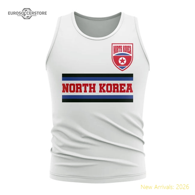 North Korea Core Football Country Sleeveless Tee (White)-Football Jersey Hub