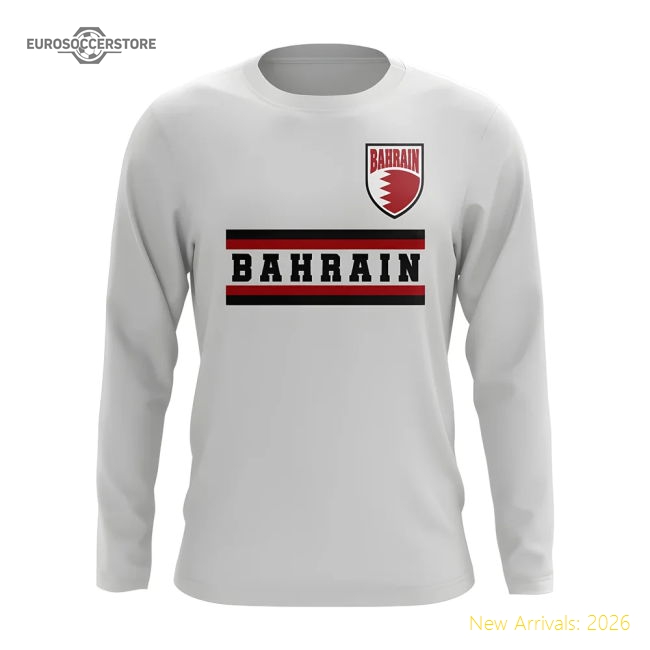 Bahrain Core Football Country Long Sleeve T-Shirt (White)-Football Jersey Hub
