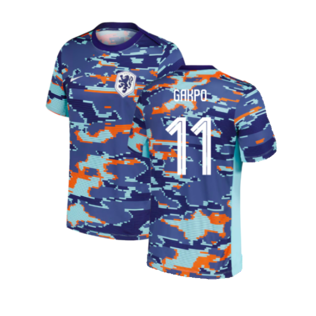2024-2025 Netherlands Pre-Match Training Shirt (Blue) - Kids (Gakpo 11)-Football Jersey Hub
