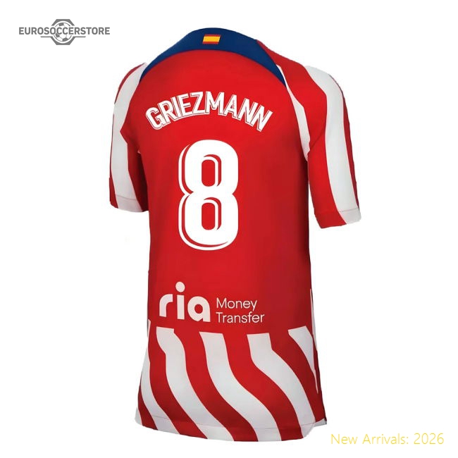 2022-2023 Atletico Madrid Home Shirt (Kids) (GRIEZMANN 8)-Football Jersey Hub
