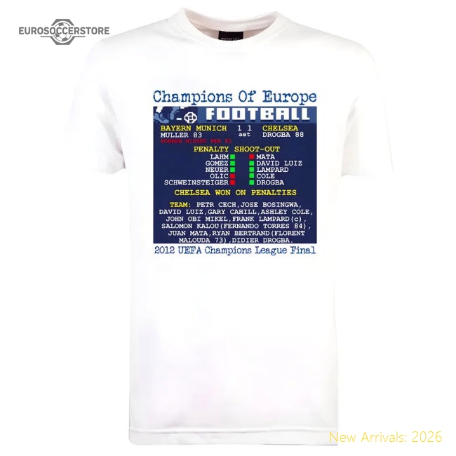 2012 CHAMPIONS LEAGUE FINAL (CHELSEA) RETROTEXT T-SHIRT-Football Jersey Hub
