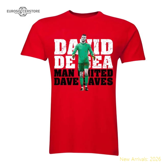 David De Gea Man United Goalkeeper T-Shirt (Red)-Football Jersey Hub