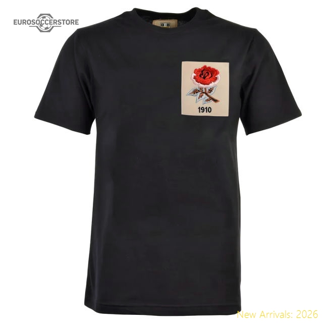 England Rose 1910 Black T-Shirt-Football Jersey Hub