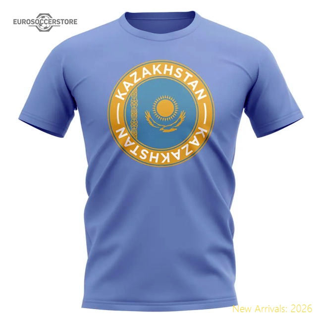 Kazakhstan Football Badge T-Shirt (Sky)-Football Jersey Hub