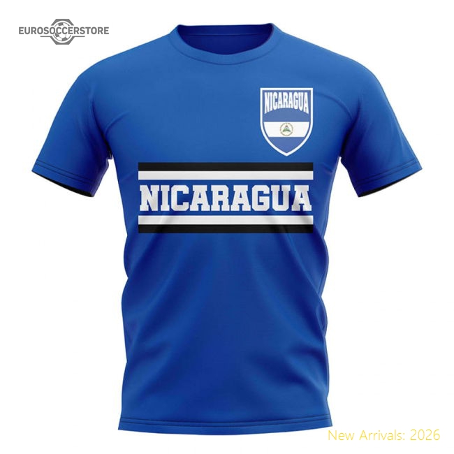 Nicaragua Core Football Country T-Shirt (Blue)-Football Jersey Hub