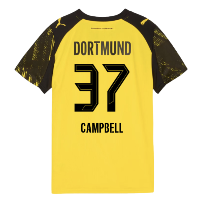 2025-2026 Borussia Dortmund Home Shirt (Kids) (Campbell 37)-Football Jersey Hub