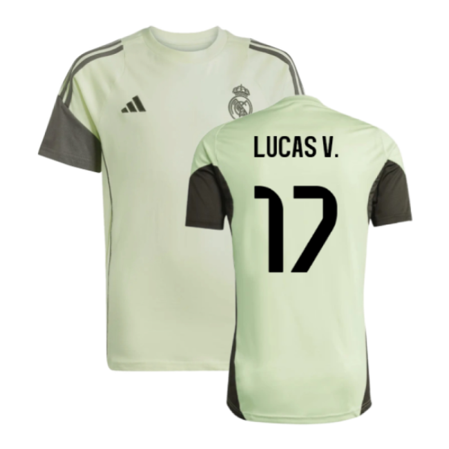 2025-2026 Real Madrid Training Tee (Almost Lime) - Kids (Lucas V. 17)-Football Jersey Hub