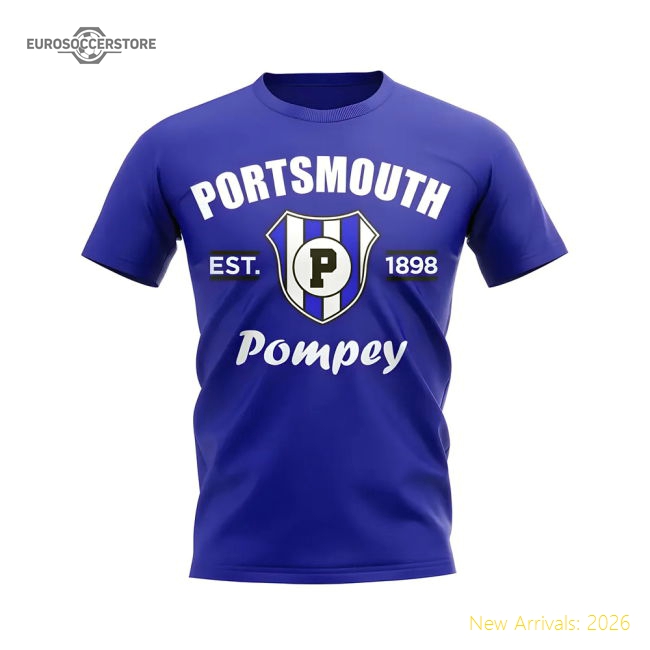 Portsmouth Established Football T-Shirt (Blue)-Football Jersey Hub