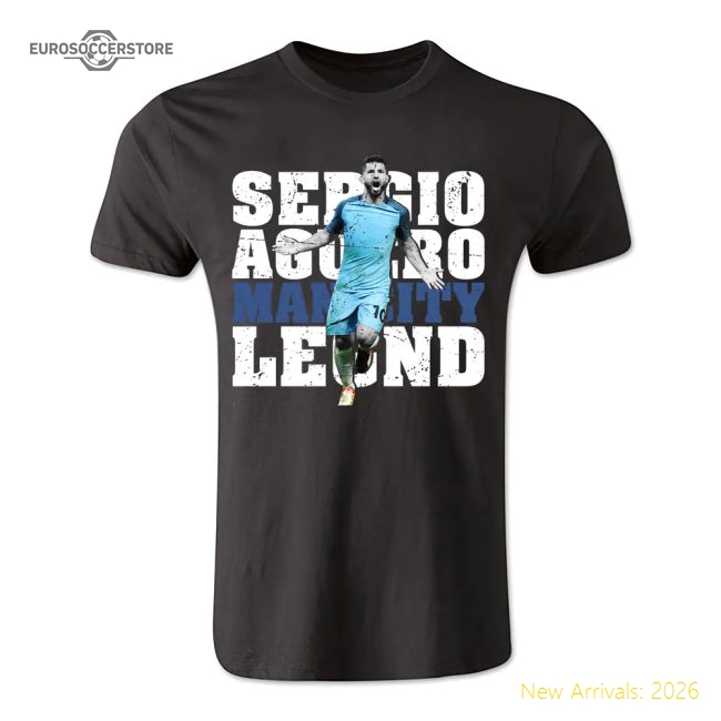 Sergio Aguero Man City Legend T-Shirt (Black)-Football Jersey Hub