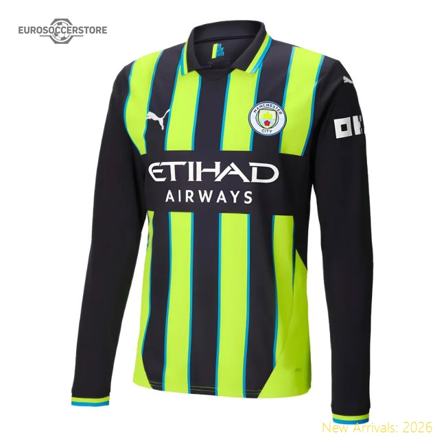 2024-2025 Man City Away Long Sleeve Shirt-Football Jersey Hub