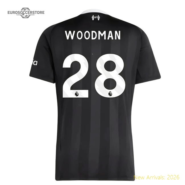 2025-2026 Liverpool Third Goalkeeper Shirt (Black) (Woodman 28)-Football Jersey Hub