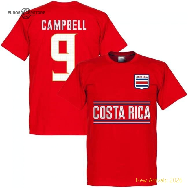 Costa Rica Campbell 9 Team T-Shirt - Red-Football Jersey Hub