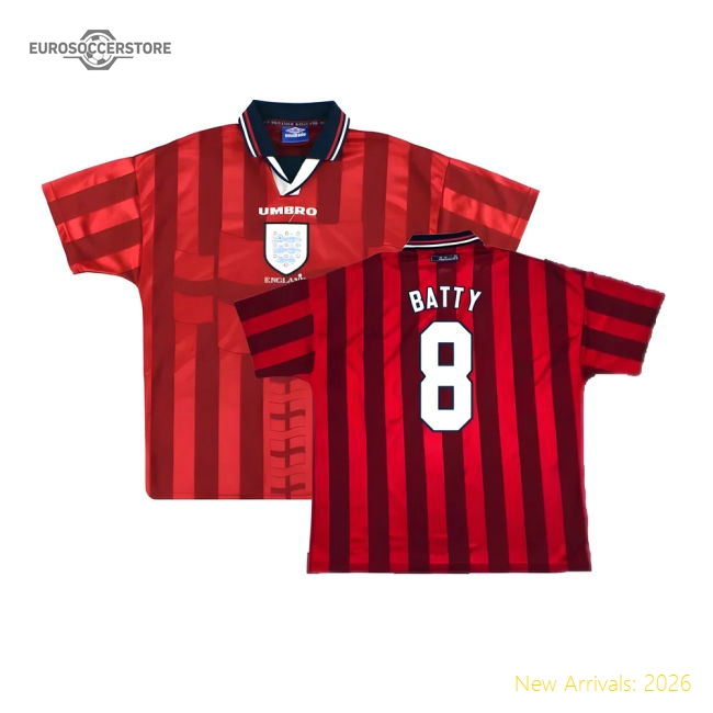 England 1997-99 Away Shirt (Good) (BATTY 8)-Football Jersey Hub