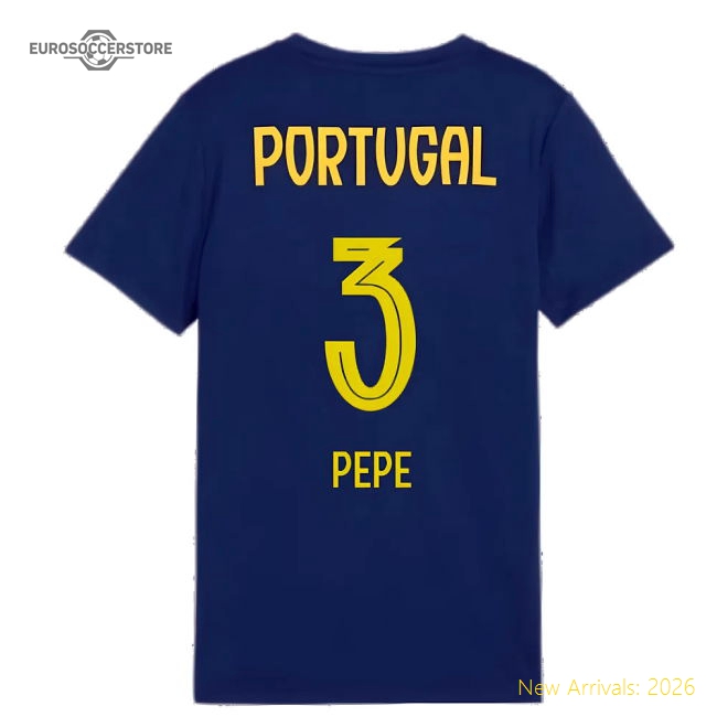 2025-2026 Portugal Casuals Tee (Persian Blue) - Kids (Pepe 3)-Football Jersey Hub