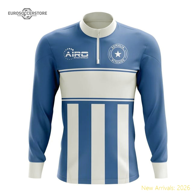 Somalia Concept Football Half Zip Midlayer Top (Blue-White)-Football Jersey Hub