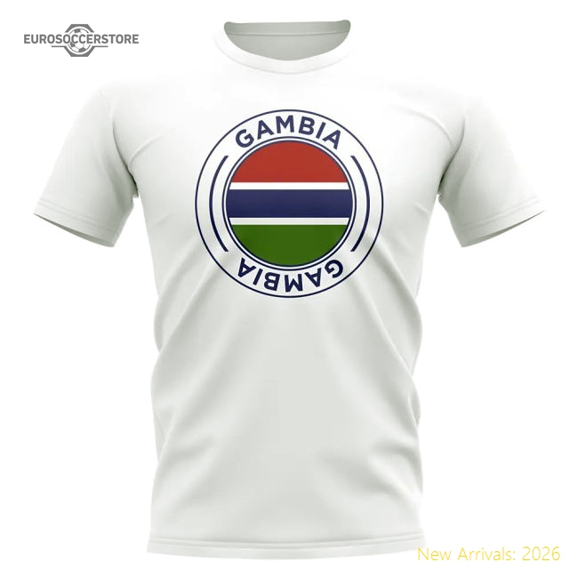 Gambia Football Badge T-Shirt (White)-Football Jersey Hub