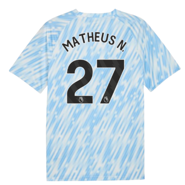 2025-2026 Man City Warm Up Jersey (Silver Sky) (Matheus N. 27)-Football Jersey Hub