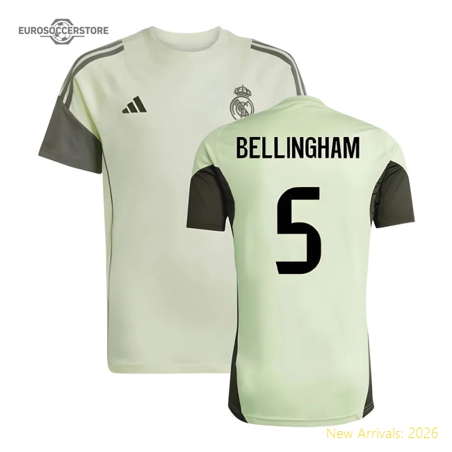 2025-2026 Real Madrid Training Tee (Almost Lime) - Kids (Bellingham 5)-Football Jersey Hub