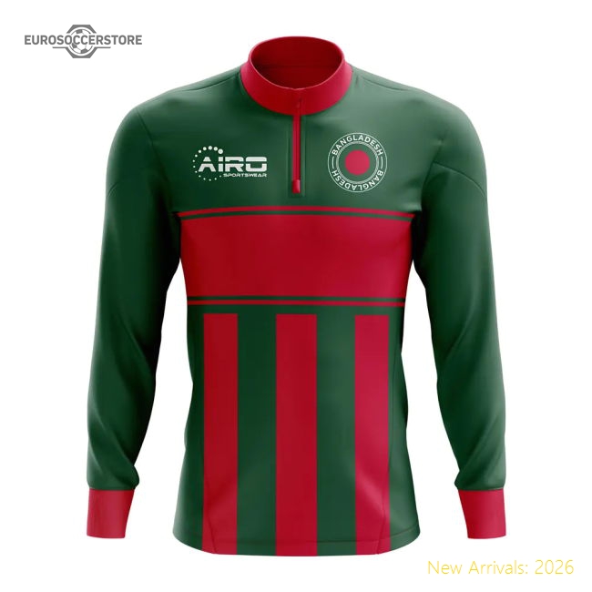 Bangladesh Concept Football Half Zip Midlayer Top (Green-Red)-Football Jersey Hub
