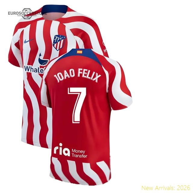 2022-2023 Atletico Madrid Home Shirt (JOAO FELIX 7)-Football Jersey Hub