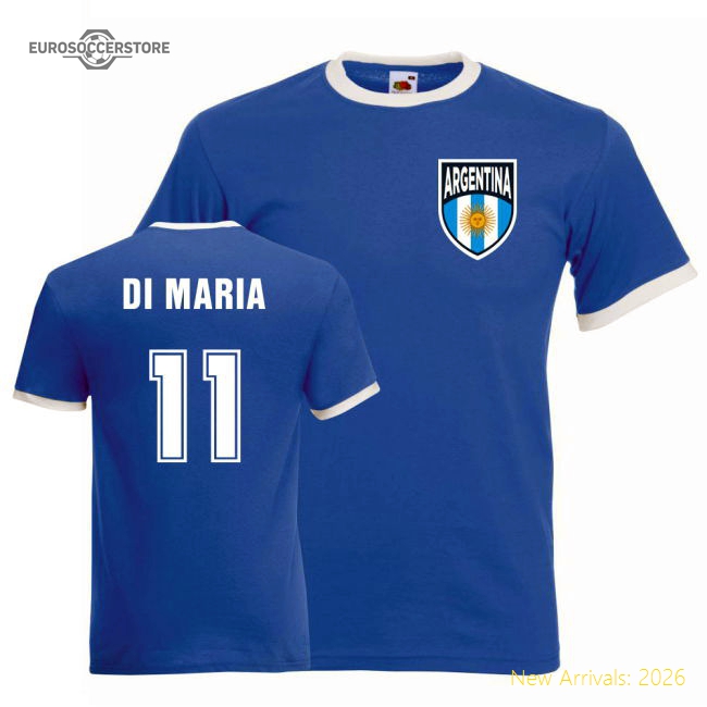 Angel Di Maria Argentina Ringer Tee (blue)-Football Jersey Hub