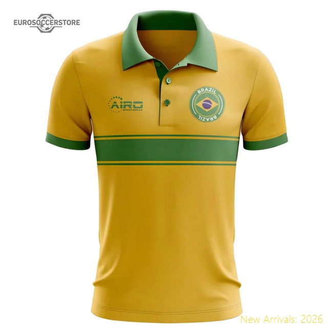 Brazil Concept Stripe Polo Shirt (Yellow)-Football Jersey Hub