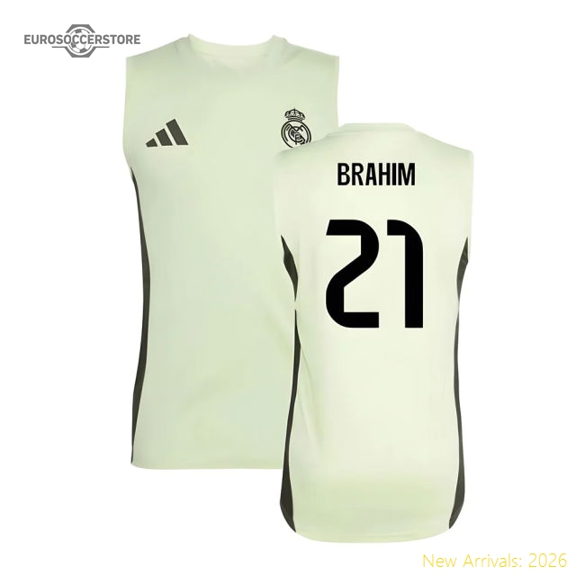 2025-2026 Real Madrid Sleeveless Training Jersey (Almost Lime) (Brahim 21)-Football Jersey Hub