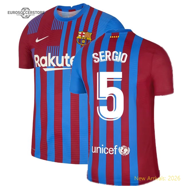 2021-2022 Barcelona Vapor Match Home Shirt (SERGIO 5)-Football Jersey Hub